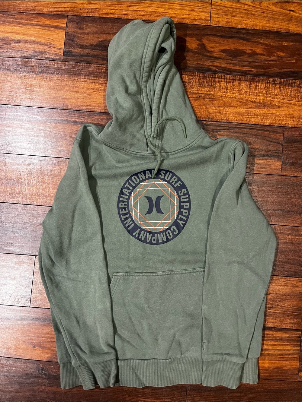 Hurley Olive Green Pullover Hoodie with Circular Logo